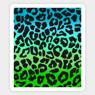 Mermaid Colours Blue to Green Leopard Print Sticker